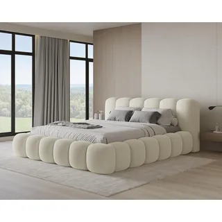 Chilly Möbel Design Polsterbett Stone Beige Bouclé Stoff 200x200 cm mit Stauraum Quelle 02 - Beige