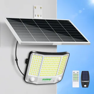 INTELAMP Solarlampen für Außen mit Bewegungsmelder mit Fernbedienung, 4000LM Solar Strahler Außen 6500K Straßenlampe Wandleuchte mit Bewegungsmelder Sensor, Außen Wegeleuchte im Freien Straßenleuchte