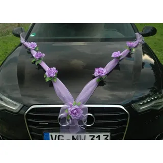 Auto-schmuck so einfach so kreativ Organza M Auto Schmuck Braut Paar Rose Deko Dekoration Organza M Hochzeit Car Auto Wedding Deko (Lila/Violett)