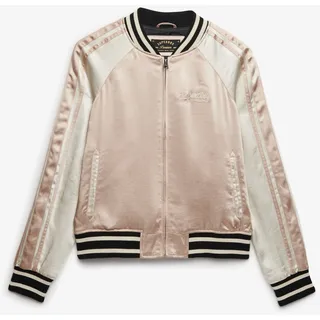 Parka SUPERDRY "SUIKAJAN EMBROIDERED BOMBER", Damen, Gr. M, light taupe, Web, Obermaterial: 100% Polyester, slim fit, Jacken Parka