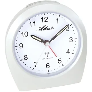 Atlanta 1824/0 Wecker Funk Funkwecker creme weiß Licht Snooze leise ohne Ticken - Weiß