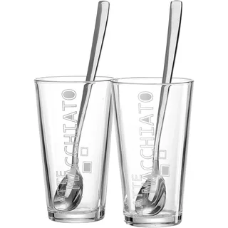 Ritzenhoff & Breker Latte-Macchiato-Glas »Lena«, (Set, 4 tlg.), 350 ml, 4-teilig, inkl. 2 Löffel aus rostfreiem Edelstahl, farblos