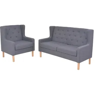 vidaXL 2 tlg. Sofa Set Stoff Grau - Sofagarnitur - Sofagarnituren - Sofa Modern - Couch Modern - Grau