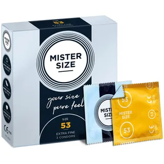 MISTER SIZE Kondome gefühlsecht hauchzart 53mm im 3er Pack/extra dünn & extra feint/Kondom aus 100% Naturkautschuk-Latex in deiner Größe XS - S/natural feeling 3er Packung