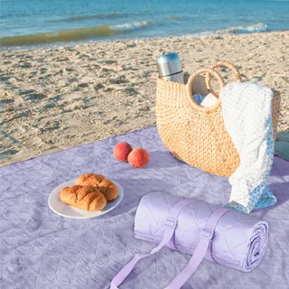 Hylat Baby Picknickdecke - Gepolsterte Stranddecke - Violett - Wasserabweisend, wärmeisolierend, aus weichem gestepptem Stoff, 130 x 170 cm - Robustes Design, leicht und faltbar mit Tragegriff