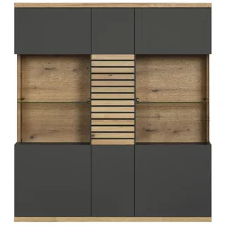 VCM Trendteam Hochvitrine 3 Türen B131 cm - Norris , Holzwerkstoff , 131x147x38 cm , Kleinmöbel, Kommoden, Highboards