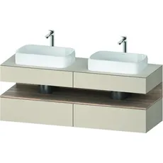 Duravit Qatego Konsolenwaschtischunterbau, 2 Auszüge, 2 Schubkästen, 2 Ausschnitte, 1600x550x600mm, Nische Eiche Mamoriert, QA4779055, Farbe: taupe supermatt