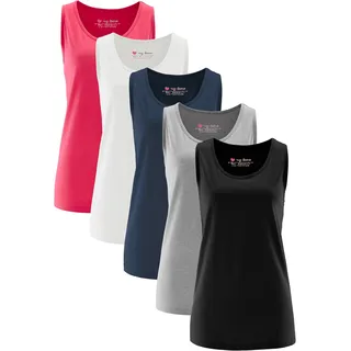 Longtop BONPRIX, Damen, Gr. 44/46 (L), hibiskuspink, hellgrau meliert, weiß, schwarz, dunkelblau, Jersey, Obermaterial: 90% Baumwolle, 10% Viskose, figurumspielend Po-bedeckend, Rundhals, eingefasste Kante, Tops Longtop, figurumspielende Passform, po-bedeckend