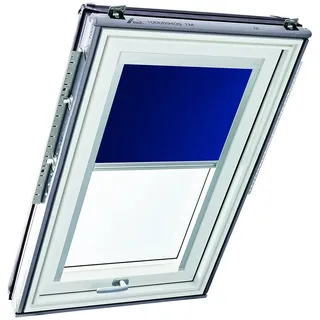 Original Roto Rollo Exclusiv ZRE für Roto Dachfenster - Führungsschiene Silber - Manuelle Bedienung - Tageslichtrollo Baureihe Designo R6/R8, i8 und Classic 64/84 - Größe 114/098 | 11/09- Farbe Blau