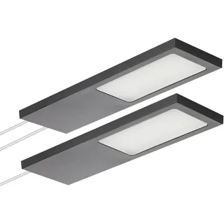 SOTECH 2er Set LED-Möbelleuchte GIULIA II 2700K warmweiß schwarz | ohne Sensor inkl. Trafo & Verteiler Unterbauleuchte Schrankleuchte Vitrinenbeleuchtung