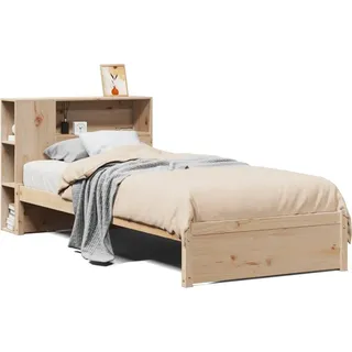vidaXL Massivholzbett mit Regal ohne Matratze 90x200 cm Kiefernholz - Braun