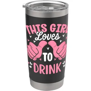 Dieses Mädchen liebt es, lustige Tages-Trinkparty zu trinken Doppelwandiger Edelstahl-Thermobecher