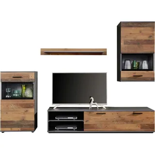trendteam Wohnen Wohnwand Mango Matera NB/Old Wood NB 246 x 182 x 37 cm - Braun, Grau