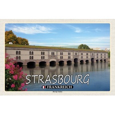 Blechschild 18x12 cm - Strasbourg Frankreich Barrage Vauban