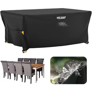 Velway Abdeckung für Gartenmöbel Wasserdicht - 242x162x71cm Rechteckig Schutzhülle Winddicht Loungemöbel Abdeckung Abdeckhauben für Gartentische Sitzgruppe Terrassenmöbel Schwarz