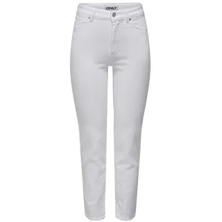 Only Damen Jeans ONLEMILY CRO790 - Straight Fit - Weiss - White W25-W33 Stretch, Größe:32W / 30L, Farbvariante:White 15292435