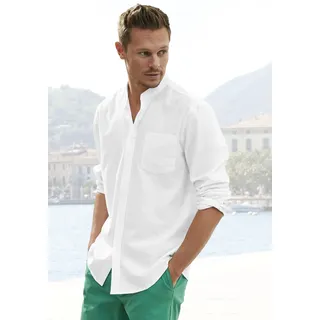 H.I.S. H.I.S Langarmhemd Regular Fit, Stehkragenhemd mit Brusttasche, reine Baumwolle, weiß