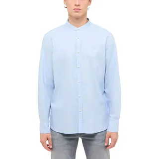 Langarmhemd MUSTANG "Herren Style Yuma", Herren, Gr. XL, US-Größen, blau (blau 5282), Web, 55% Leinen, 45% Baumwolle, unifarben, regular fit, Hemden Langarmhemd