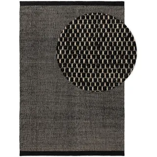 benuta Pure Wollteppich Rocco Schwarz/Weiß 70x140 cm , Textil , Beton Optik , Rechteckig , 70x140 cm , pflegeleicht , Teppiche und Böden, Teppiche, Schafwollteppiche