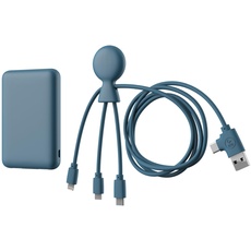 USB-Multi-Ladekabel und externer Akku - 4-in-1 USB-Multi-Kabel: USB C, USB, Lighting und Micro USB und externer Akku 5000mAh Schnellladung - Mr Bio Pack Long 1m Blau Xoopar