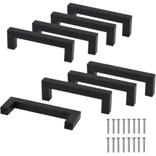8-teilige Set aus Edelstahl für Küchen- und Schranktüren - T-Bar-Griff mit 128 mm Abstand - für Kleiderschrank und Küchenlade - schwarz mit moderner Ausstrahlung - Schwarz