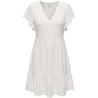 ONLY Damen Onlsandra S/S V-Neck Dress JRS Jerseykleid, Cloud Dancer, XS