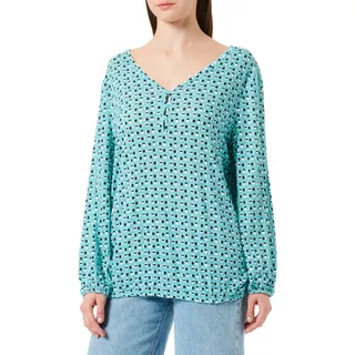 TOM TAILOR Damen 1038863 Crinkle T-Shirt mit Muster, 34005-teal Navy geo Design, XXL