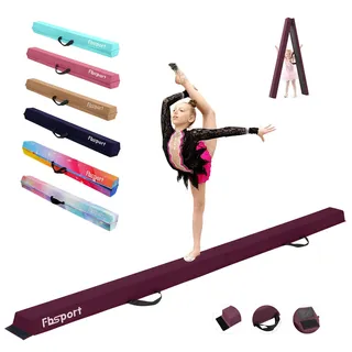 FBSPORT 270CM Faltender Schwebebalken, Gymnastik Balance Balken, Gymnastikboden Balken, Beflockungsschicht Balancierbalken, Balance Fitness Ausrüstung für Kinder