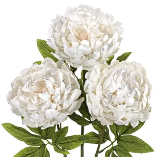 Briful 3PCS 74CM Künstliche Pfingstrosen Stiel Kunstblumen Wie Echt, Glitzernde Weiße Kunstpfingstrose, Deko-Zweige für Blumengesteck Home Weihnachten Dekoration