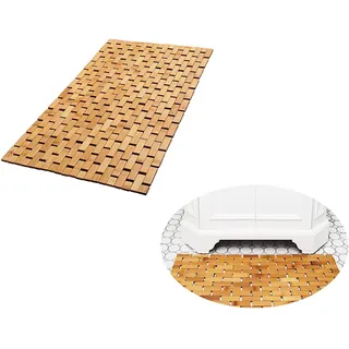 QUHUOYAO Bambus-Badematte, natürliches Bambusholz, Badematte, Bambus-Bodenmatte, rutschfest für Spa-Wanne und Küche, 40 x 60 cm, Braun