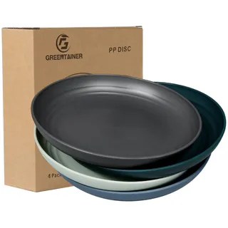Greentainer Teller 4er 22,3 cm Speiseteller für RV, Party, Picknick, Camping,Gesunde Unzerbrechliches Teller aus Plastik, Sicher & Leicht Plate für Kinder & Erwachsene/Mikrowellen & Spülmaschinenfest