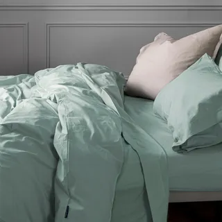 Basic Bettbezug Minze 200 x 200 cm 100% Baumwolle Hergestellt in Europa - Türkis