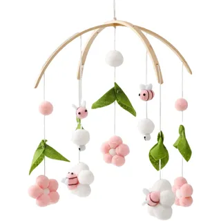 Sarah Duke Babybett Mobile Windspiel 3D Honigbiene Hängende Bettglock Baby Mobile Holz Ornament Neugeborenen Mädchen Jungen Kinderzimmer Decor (B)