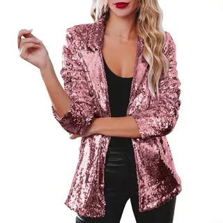 Nightclub Pailletten Blazer Damen Schimmer Glitzer Jacke Mantel Herbst Outerwear