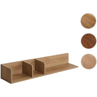 Wandregal HWC-M48, Hängeregal Regal Holzregal Schweberegal, 3 Fächer 20x120x21cm ~ natur