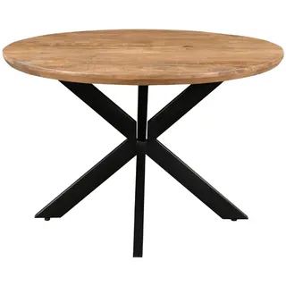 Livingfurn – Esstisch Jesper Rund 120 cm – Mangoholz / beschichteter Stahl - Hellbraun