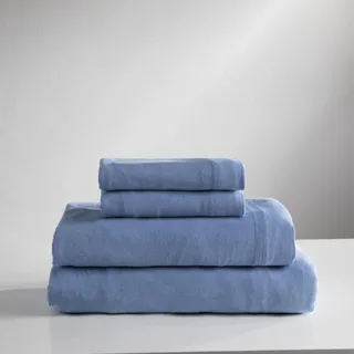 BALTIC LINEN Bettwäsche-Set aus Jersey-Baumwolle, Queensize-Bett, Blau, 4-teilig
