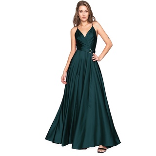 Angelika Józefczyk, Abendkleid aus Satin, kreisrundes Kleid mit Schlitz,Maxi-Länge, Grüne Farbe, Größe L