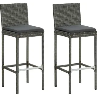 Möbel Outdoor Relaxsessel,Balkonstuhl Garten-Barhocker mit Kissen 2 Stk. Grau Poly Rattan DE47265 - Grau