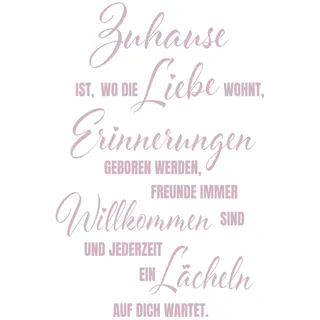 yabaduu Wandtattoo Spruch Zuhause ist wo die liebe wohnt 60x77cm Wanddeko Zitat Wandsticker Aufkleber selbstklebend für Wohnzimmer Büro Schlafzimmer Esszimmer Flur YX024 (Rosa)