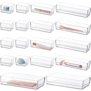 STORi 18-teiliges stapelbares Schubladen-Organizer-Set Kunststoff transparent