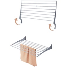 Foxydry Fold Wäscheständer für die Wand, vertikaler Wäscheständer für den Innen- und Außenbereich aus Aluminium und Stahl (1x 100 cm, Grau (Grey))