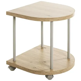 Haku-Möbel HAKU Beistelltisch auf Rollen Eiche hell Kaschmirgrau MDF Platte Metallgestell Servierwagen rollbar - Maße: B 40 x H 45 x T 40 cm Style: Modern