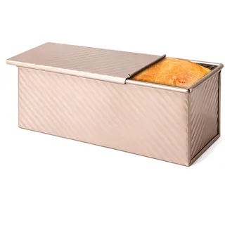 1000g Toastbrot Backform Mit Deckel, Kastenform Kuchen Rechteckig Kuchenform Eckig Kastenform Brotbackformen Toast Brot Backform Pullman Laib für Brote, Kuchen, Gebäck(32x 12x 11 CM, Roségold)