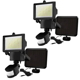 Lumisky 2 Stück Solarstrahler, schwarz, leistungsstarke Beleuchtung, Solarpanel, LED, weiß, Cooper, Schwarz, Höhe 22 cm, mit Bewegungsmelder, schwenkbar