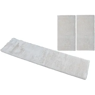 my home Bettumrandung »Malin« Höhe 43 mm 3 Stk. tlg. Hochflor, Shaggy, Uni-Farben, leichter glanz, Microfaser, Pflegeleicht, beige