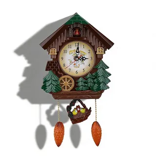 Gsycle Kleine Antike Kuckucksuhr Wanduhr, Stundenruf Hängende Wand Schwarzwälder Kuckucksuhren Für Die Uhr Mit Vogelstimmen Wand Wanduhr Dekoration Für Zuhause Mit Pendel Batterie Nicht Enthalten