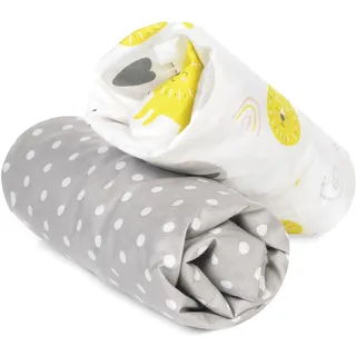 FlyIdeas 2-teiliges Spannbettlaken-Set für Kinderwagen, Stubenwagen & Moseskörbe 75x35 cm – 100% Baumwolle, Weich & Atmungsaktiv – Perfekt für ovale Matratzen