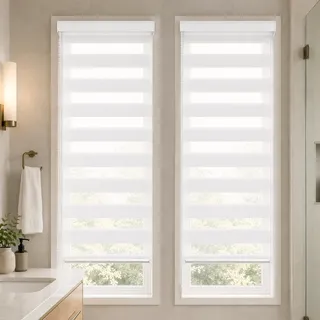 VOUNOT 2er Set Doppelrollo klemmfix ohne Bohren, Duo Rollo Klemmrollo für Fenster und Tür, lichtdurchlässig & verdunkelnd Fensterrollo, 45x150cm, Weiß