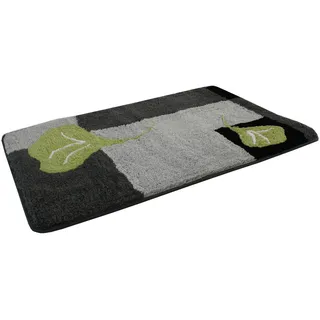 Badematte KINZLER "Geel, Badvorleger, Badezimmer Teppich" Gr. 3, grün (anthrazit, grün), H:20mm, Polyester, Badematten, Badematte, Badteppich, als rechteckig & rund erhältlich